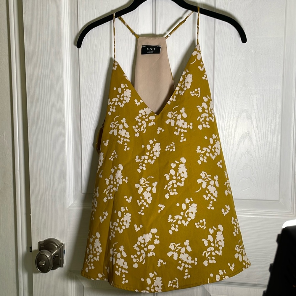 VICI mustard yellow racer back tank medium